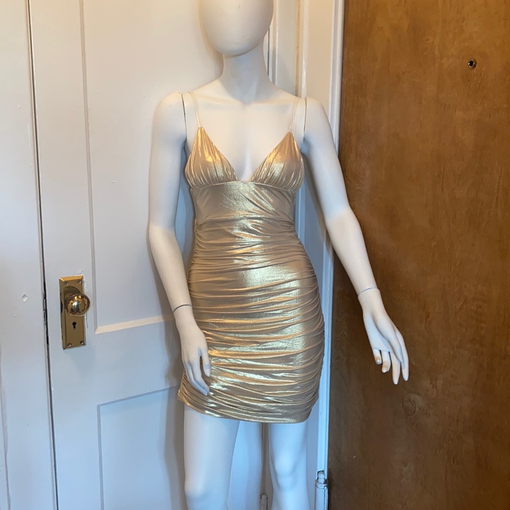 Oh polly mini dress gold size M